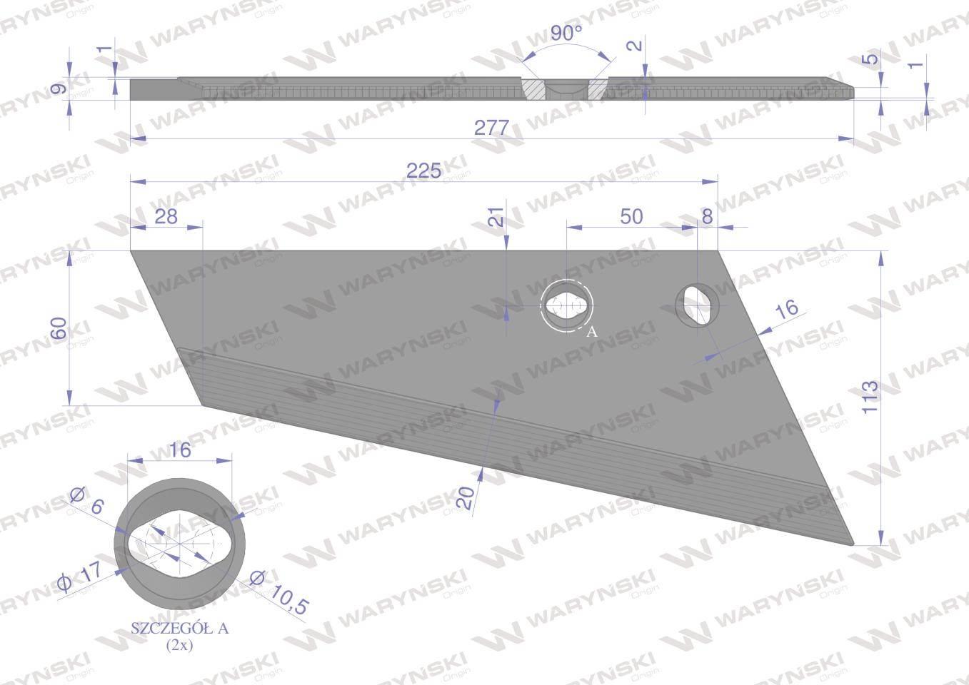 Lemiesz agregatu podorywkowego prawy 260mm/2-otwory 925361 Gruber typ Brodn - zdjęcie 2