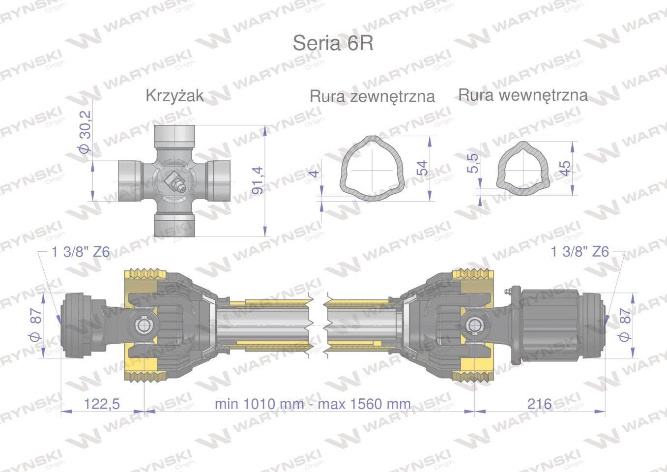 Wał przegubowo-teleskopowy 1010-1560mm 830Nm sprzęgło zapadkowe 1200 Nm CE - zdjęcie 3