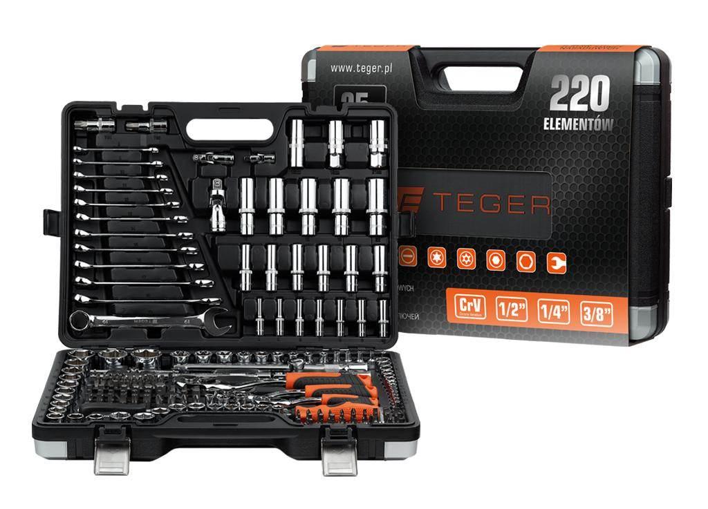 Zestaw kluczy nasadowych 220 szt / TEGER T-W-NWZK220