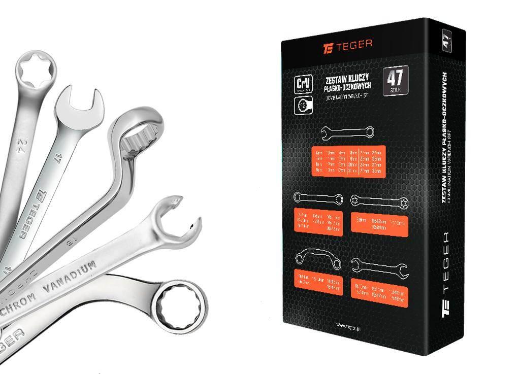 Zestaw kluczy płasko-oczkowych, 6-32 mm, 47 szt, Teger T-W-NWZKPO47 - zdjęcie 3