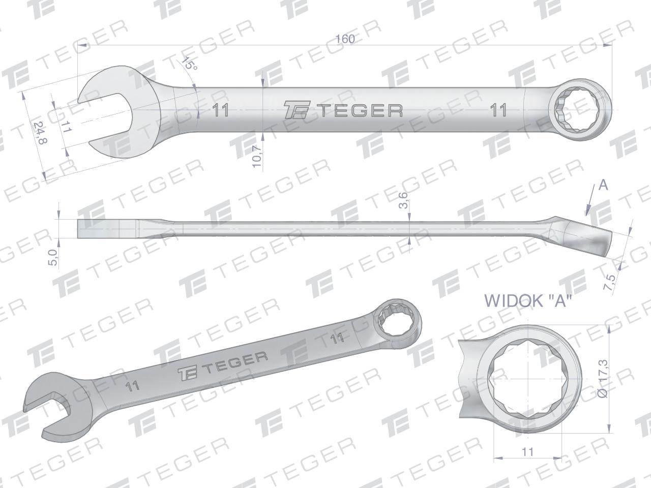 Klucz płasko-oczkowy 11 mm / TEGER T-W-NWKPO11 - zdjęcie 3