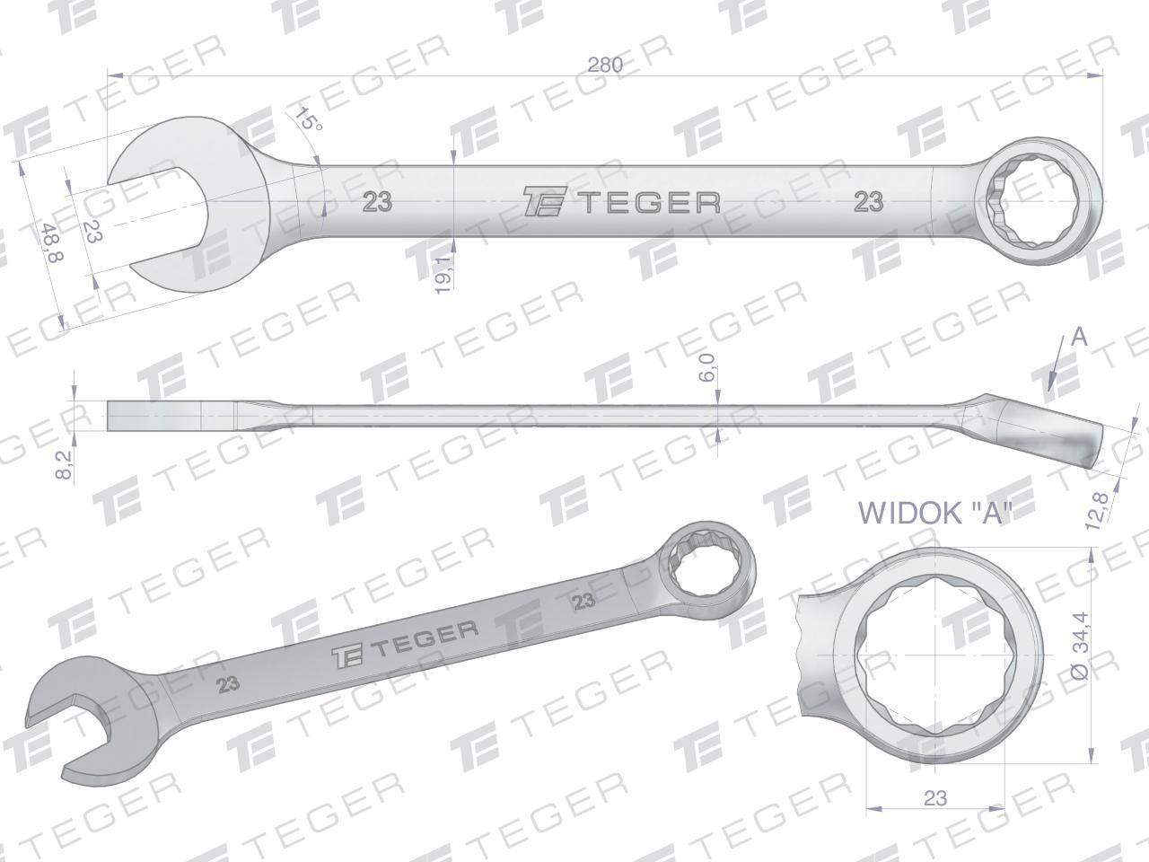 Klucz płasko-oczkowy 23 mm / TEGER T-W-NWKPO23 - zdjęcie 3