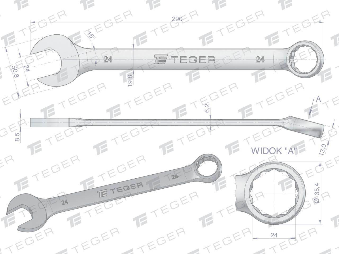 Klucz płasko-oczkowy 24 mm / TEGER T-W-NWKPO24 - zdjęcie 3