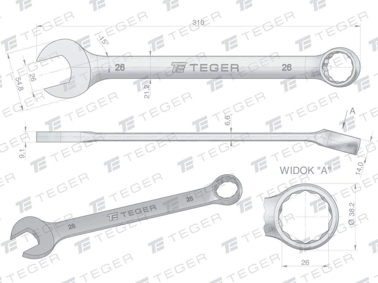 Klucz płasko-oczkowy 26 mm / TEGER T-W-NWKPO26 - zdjęcie 3