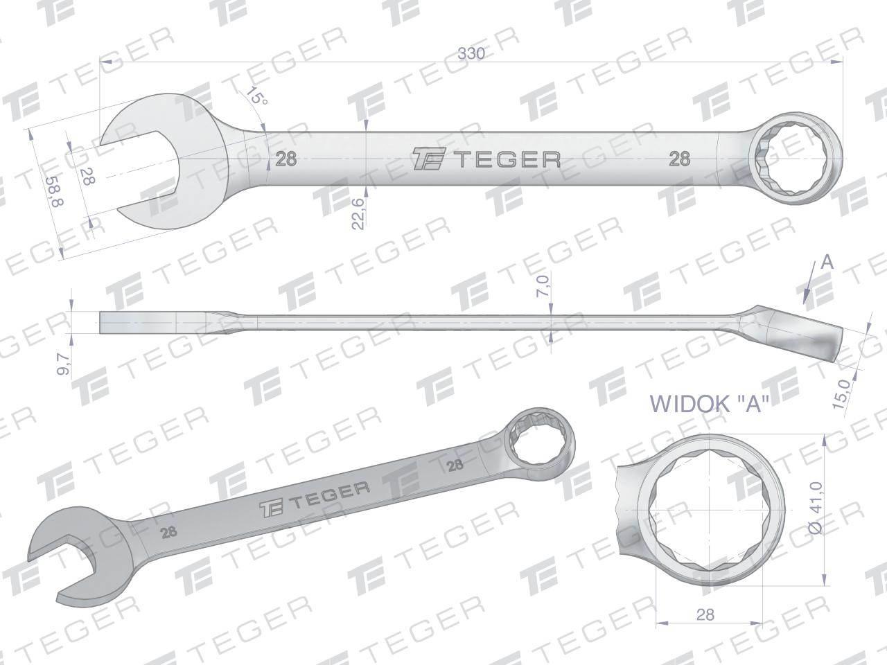 Klucz płasko-oczkowy 28 mm / TEGER T-W-NWKPO28 - zdjęcie 3