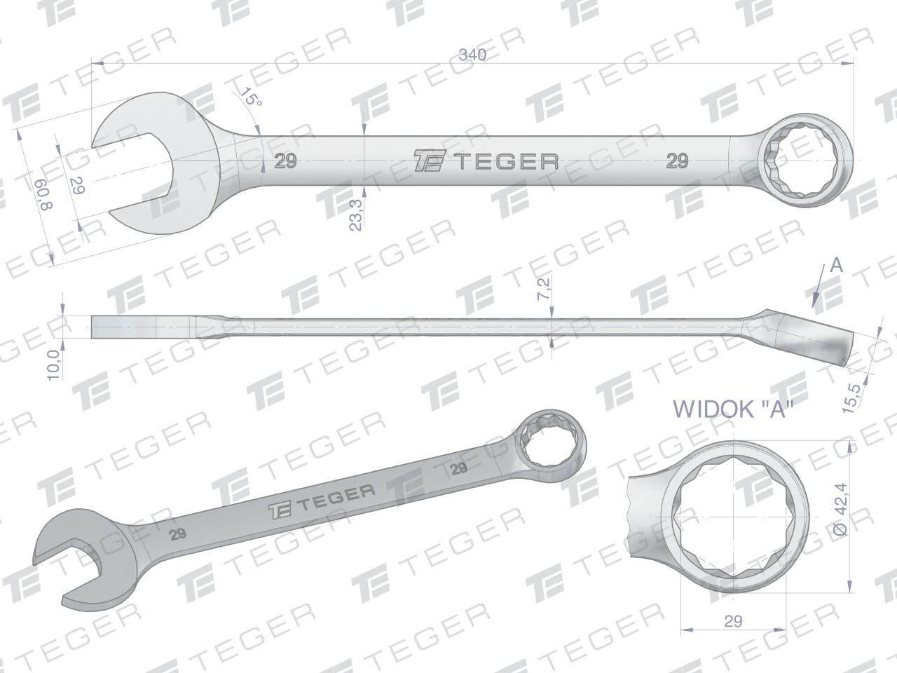 Klucz płasko-oczkowy 29 mm / TEGER T-W-NWKPO29 - zdjęcie 3