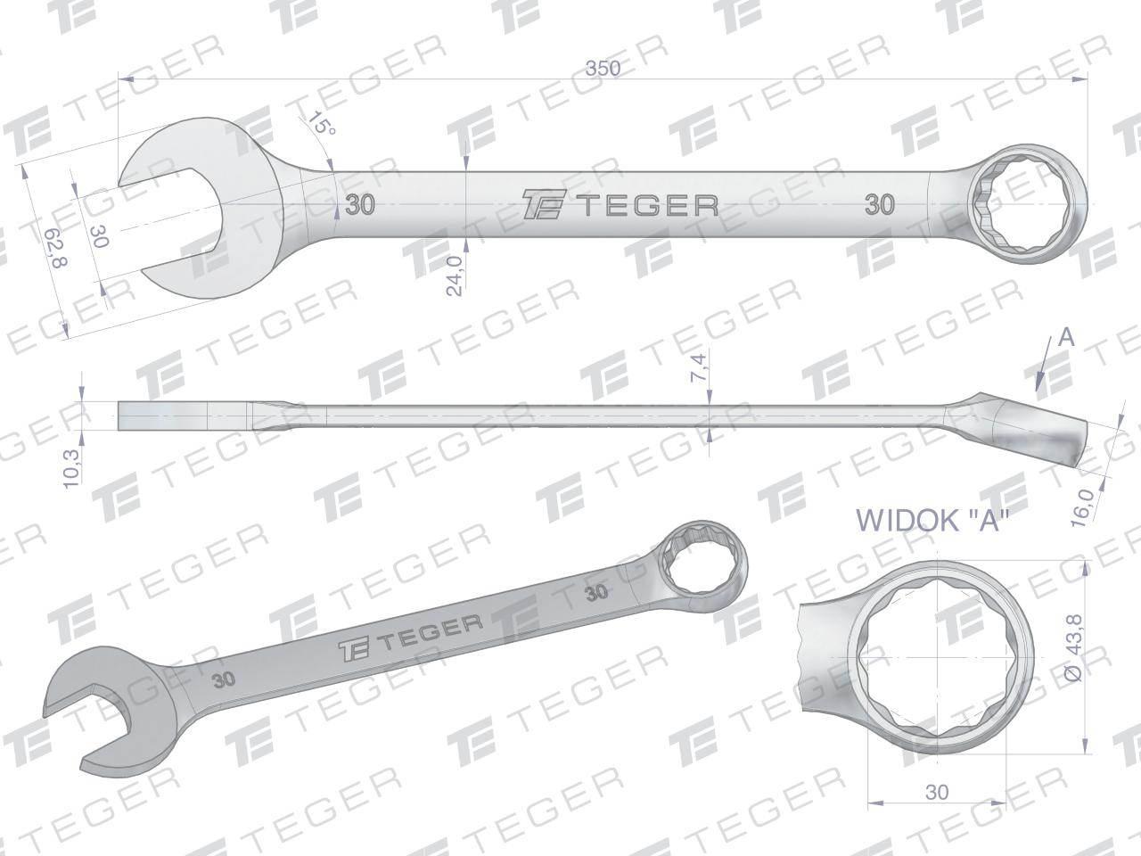 Klucz płasko-oczkowy 30 mm / TEGER T-W-NWKPO30 - zdjęcie 3