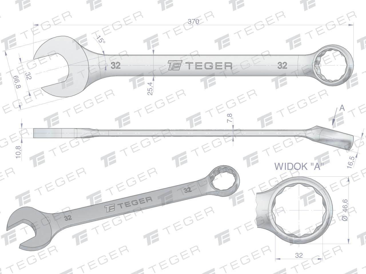 Klucz płasko-oczkowy 32 mm / TEGER T-W-NWKPO32 - zdjęcie 3