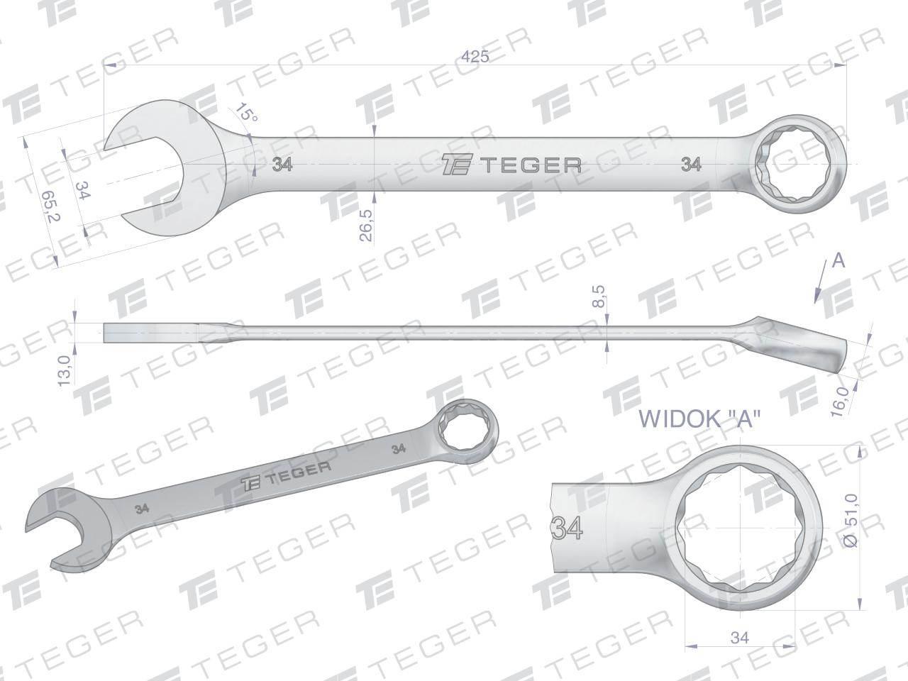 Klucz płasko-oczkowy 34 mm / TEGER T-W-NWKPO34 - zdjęcie 3