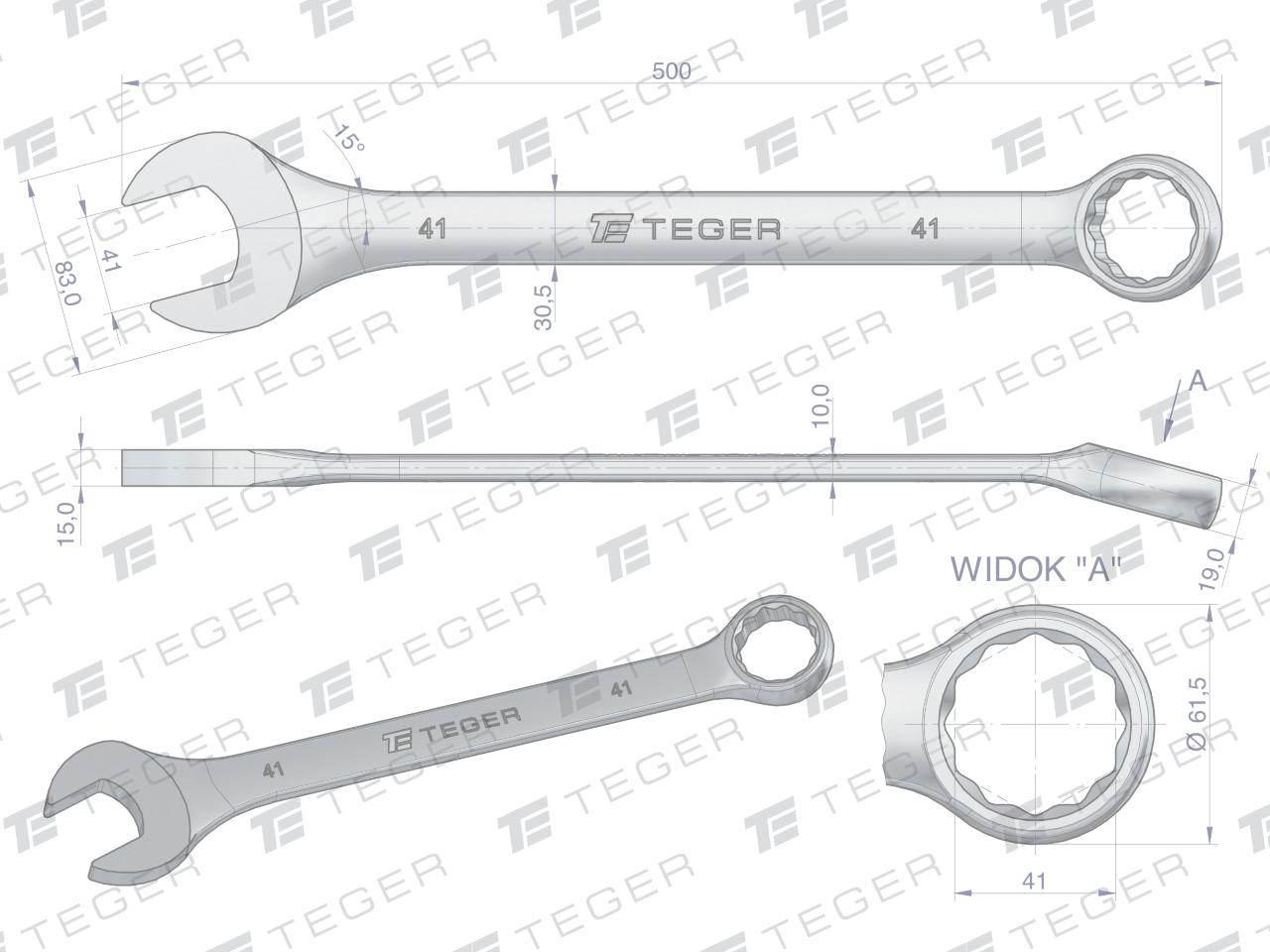 Klucz płasko-oczkowy 41 mm / TEGER T-W-NWKPO41 - zdjęcie 3