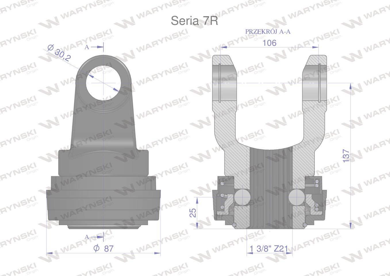 Widłak z pierścieniem 1 3/8 Z21 - 30.2X106 Seria 7R CE2020 Waryński - zdjęcie 3