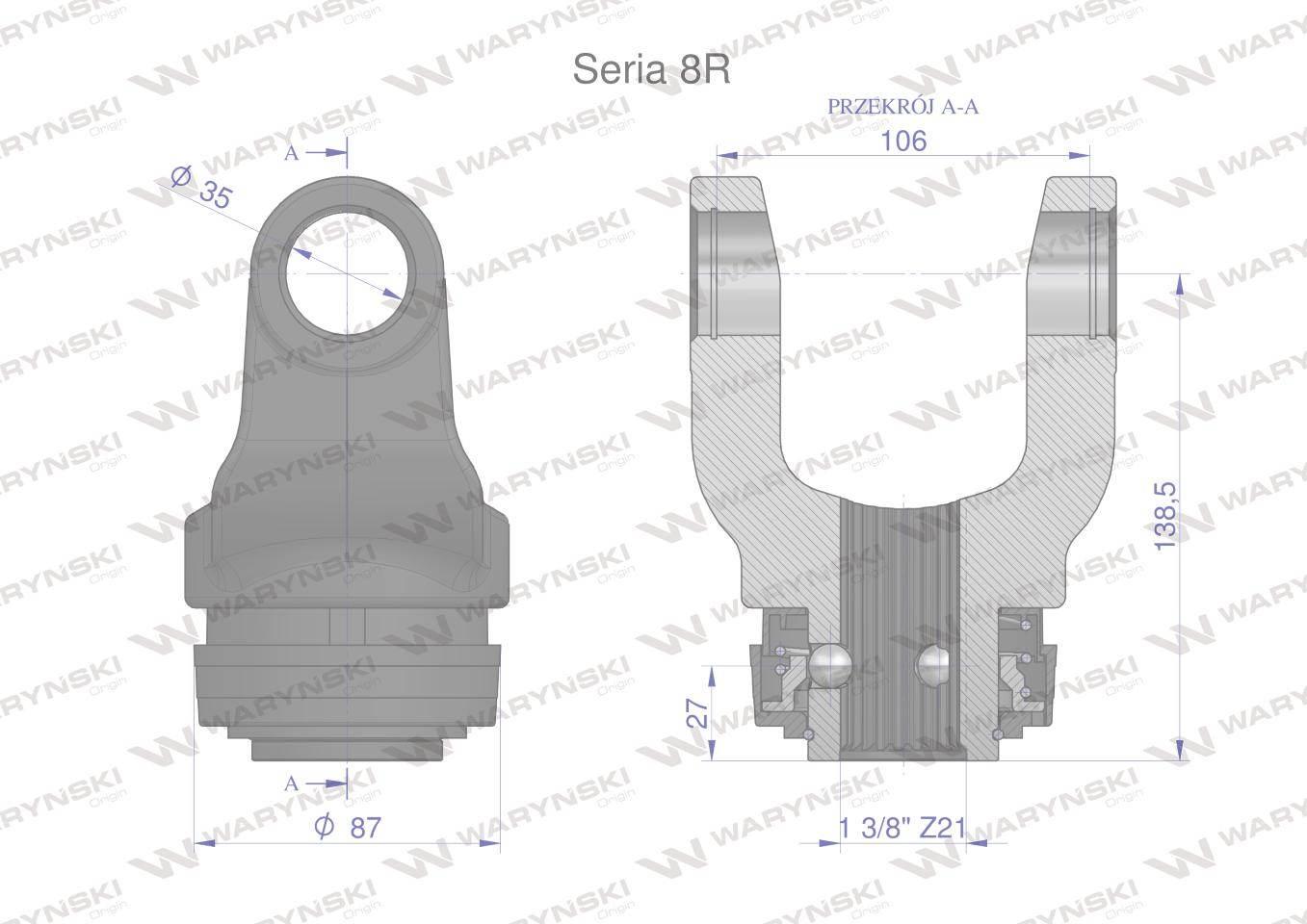 Widłak z pierścieniem 1 3/8 Z21 - 35X106 Seria 8R CE2020 Waryński WR227802 - zdjęcie 2
