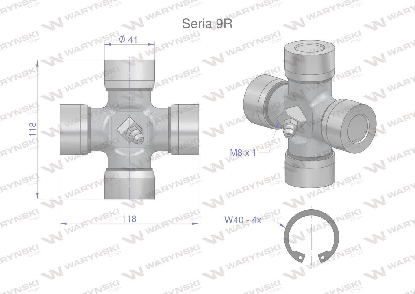 Krzyżak wału 41x118 Seria 9R Waryński WR219901 - zdjęcie 2