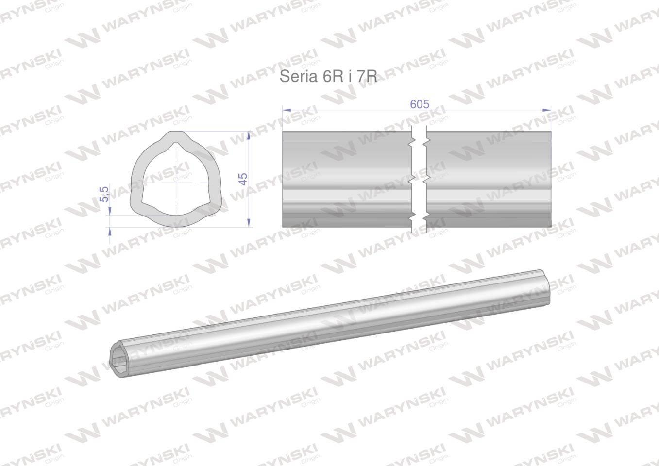 Rura wewnętrzna Seria 6R i 7R do wału 760 przegubowo-teleskopowego 45x5.5mm