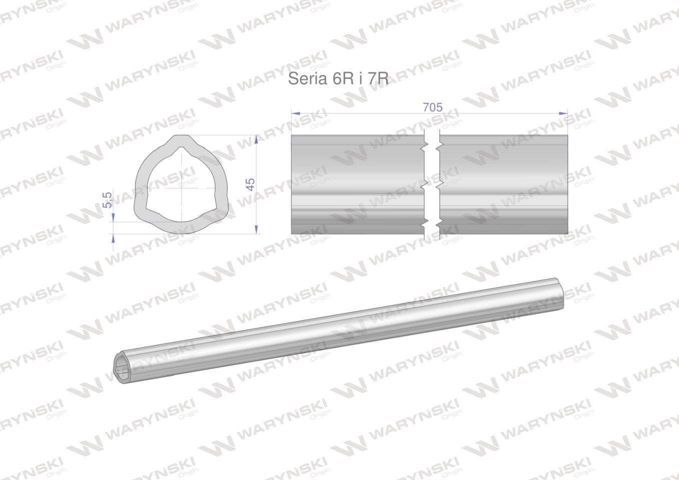 Rura wewnętrzna Seria 6R i 7R do wału 860 przegubowo-teleskopowego 45x5.5mm