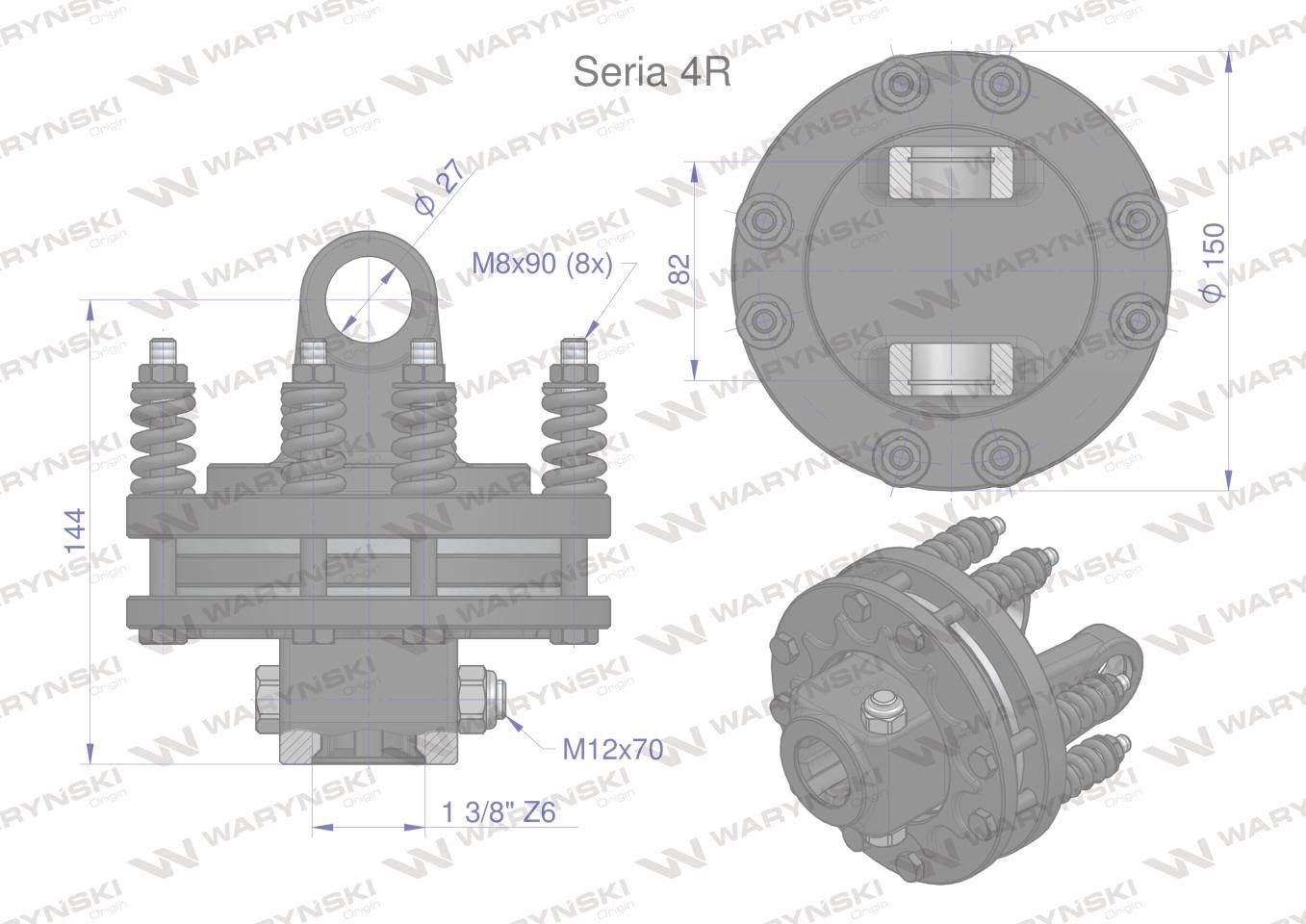 Sprzęgło cierne wału Seria 4R 900Nm - 1 3/8 Z6 WARYŃSKI WR213450 - zdjęcie 3