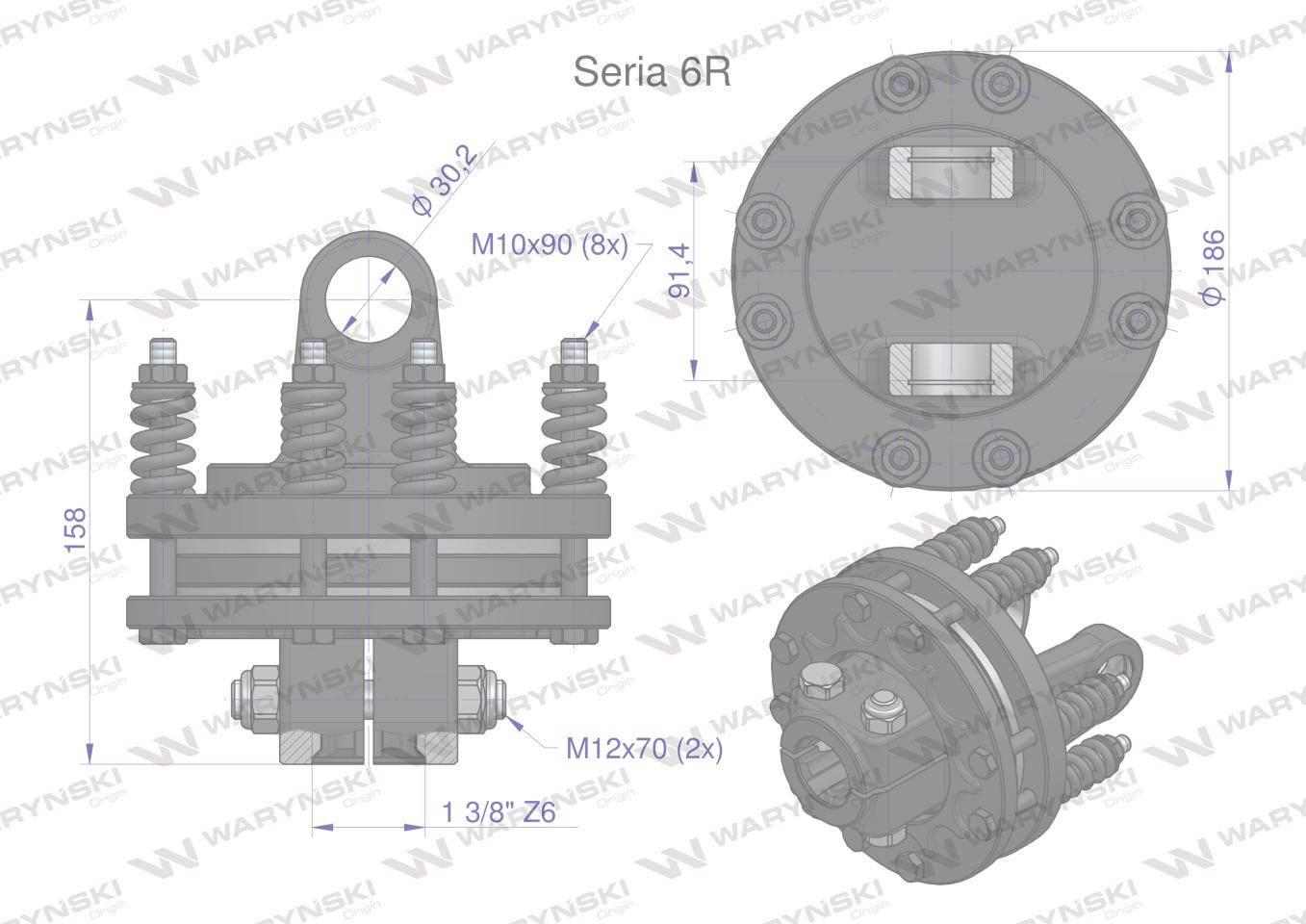 Sprzęgło cierne wału Seria 6R 1200Nm - 1 3/8 Z6 WARYŃSKI WR213650 - zdjęcie 3