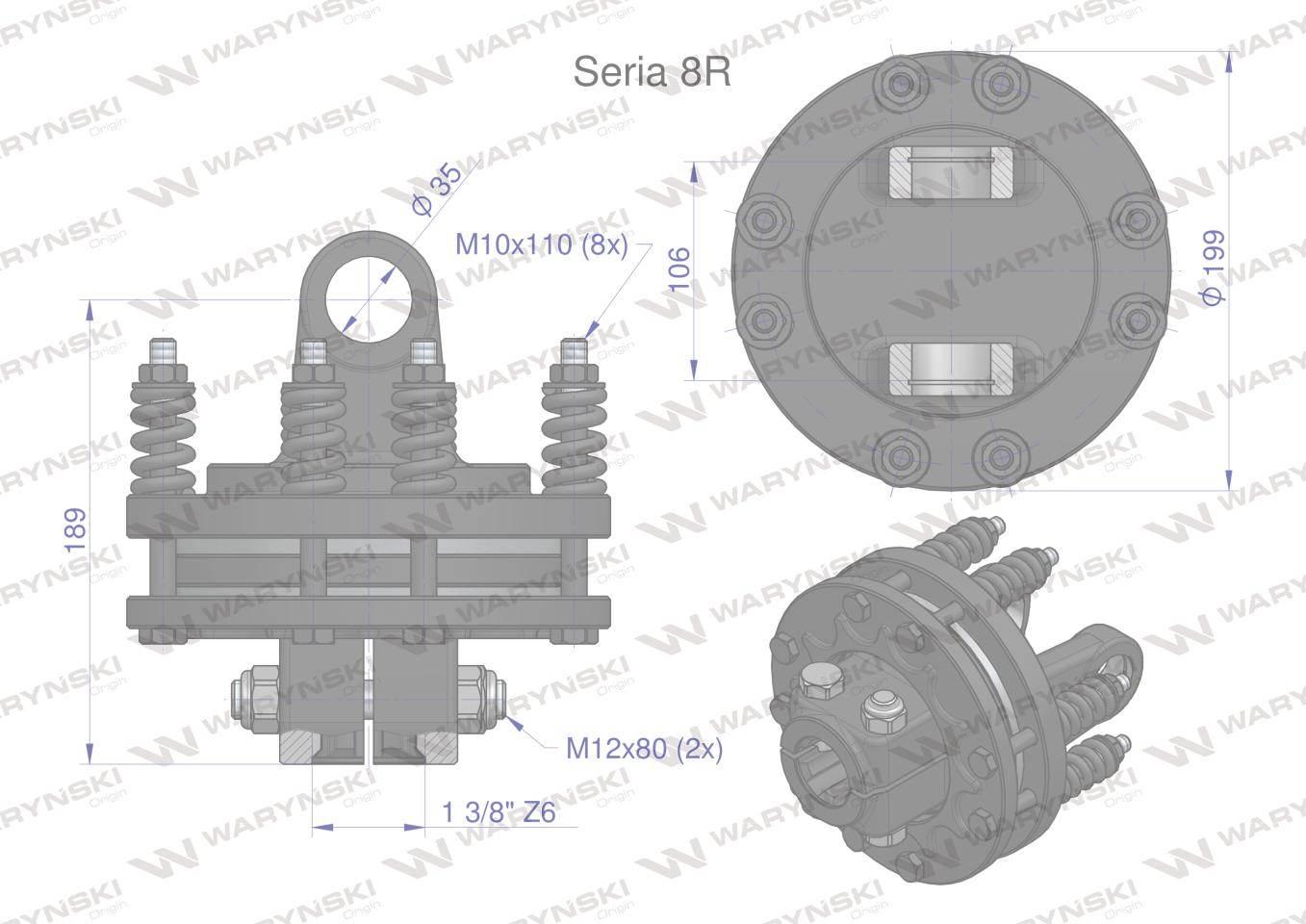 Sprzęgło cierne wału Seria 8R 1700Nm - 1 3/8 Z6 WARYŃSKI WR213850 - zdjęcie 3