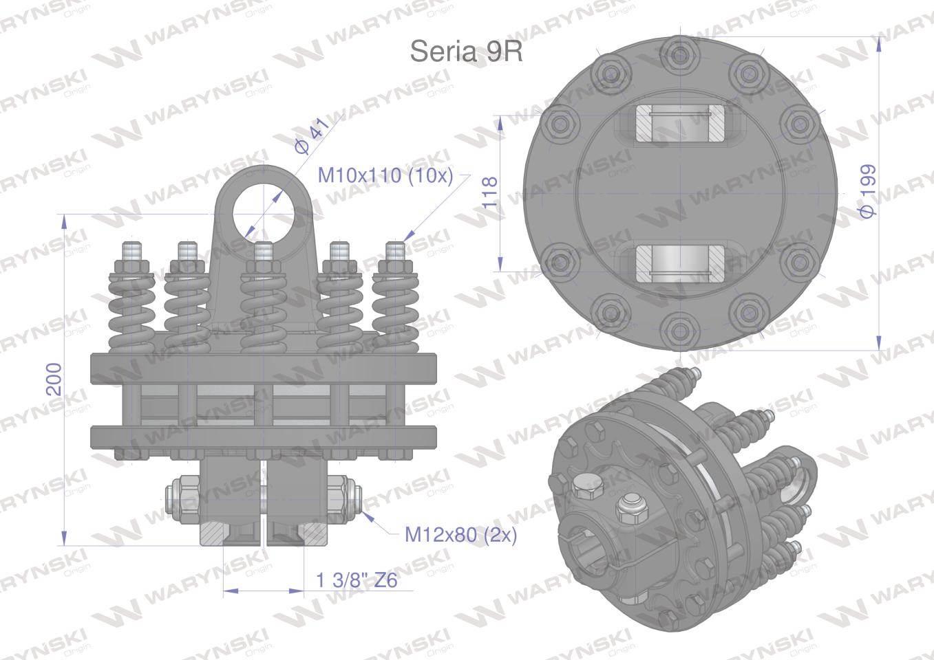 Sprzęgło cierne wału Seria 9R 1700Nm - 1 3/8 Z6 WARYŃSKI WR213950 - zdjęcie 3