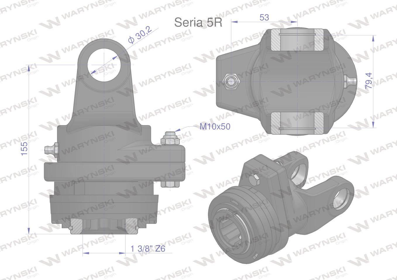 Sprzęgło na kołek wału Seria 5R 2200Nm - 30x80 - 1 3/8 Z6 WARYŃSKI - zdjęcie 3