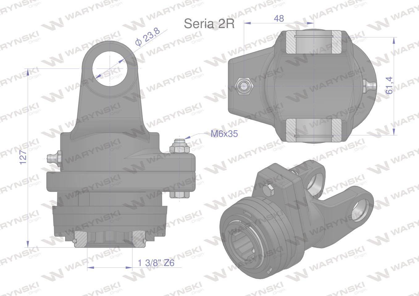 Sprzęgło na kołek wału Seria 2R 900Nm - 24x61 - 1 3/8 Z6 WARYŃSKI WR214273 - zdjęcie 3