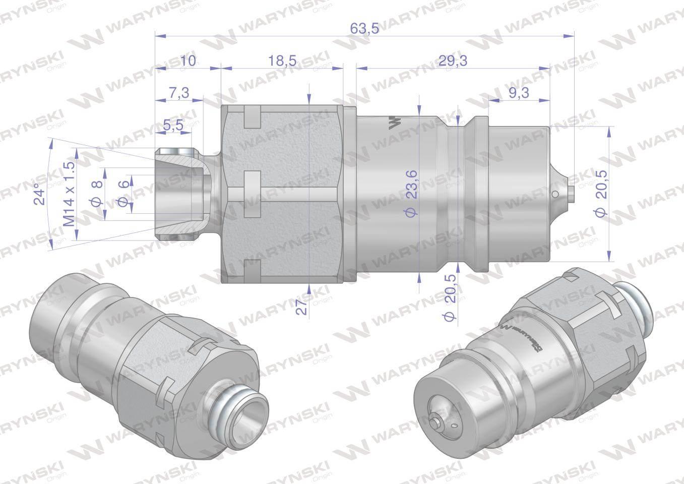 Szybkozłącze hydrauliczne wtyczka M14x1.5 gwint zewnętrzny EURO (ISO 7241-A - zdjęcie 4