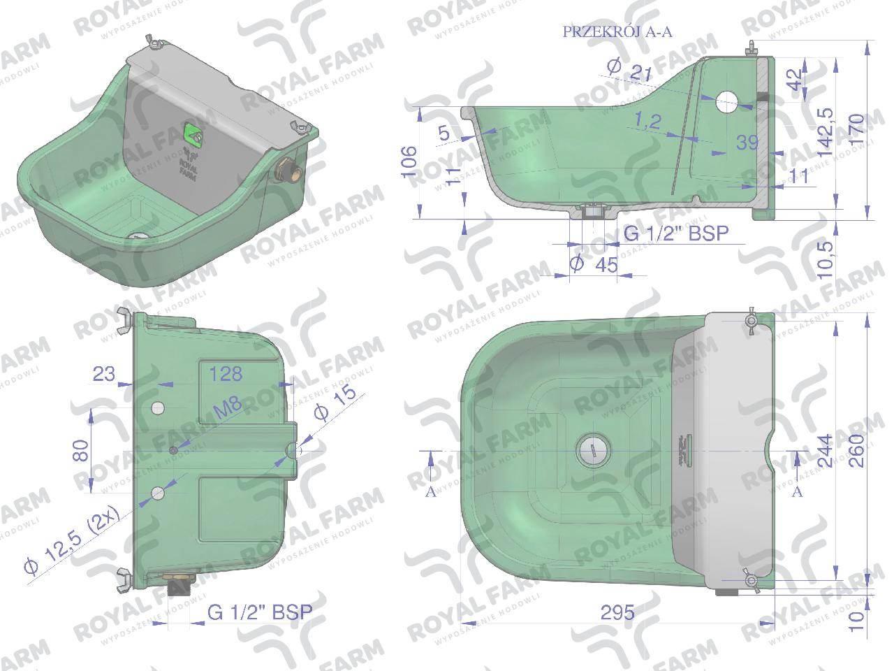 Poidło z pływakiem dla koni ROYAL FARM RF-20909180 - zdjęcie 4