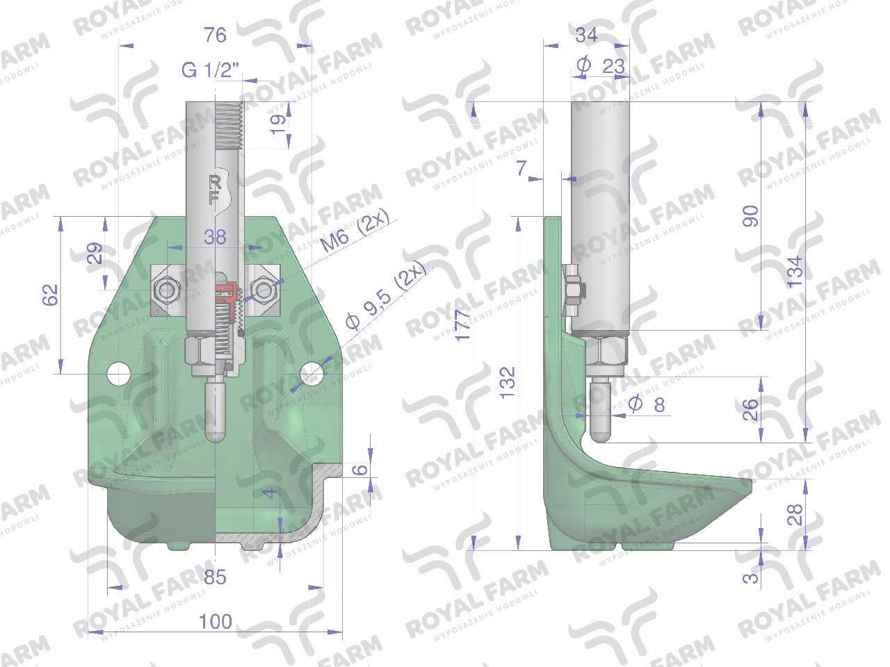 Poidło miskowe żeliwne dla prosiąt ROYAL FARM RF-20903001 - zdjęcie 3