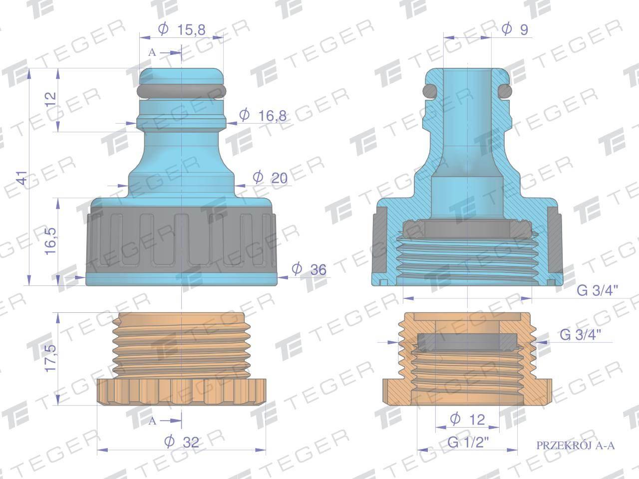 Przyłącze do kranu 1/2" & 3/4" / TEGER T-O-NPIS007 - zdjęcie 4