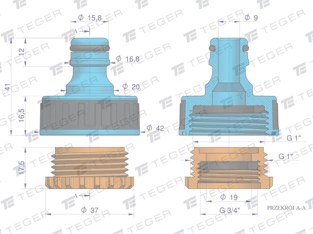 Przyłącze do kranu 3/4" & 1" / TEGER T-O-NPIS008 - zdjęcie 4