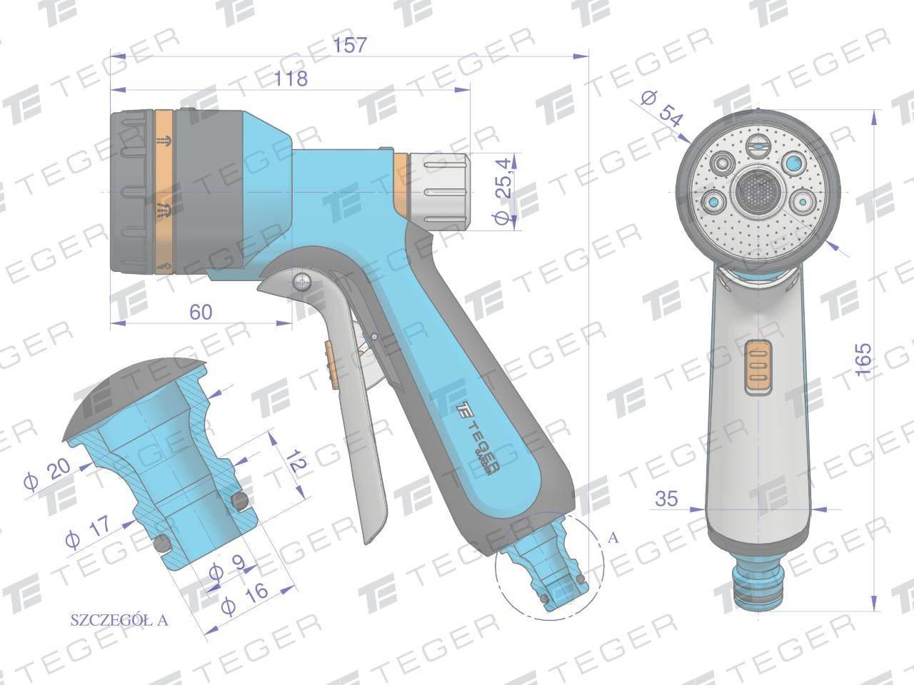 Pistolet natryskowy - 7 funkcji. przedni spust / TEGER T-O-NPN002 - zdjęcie 3