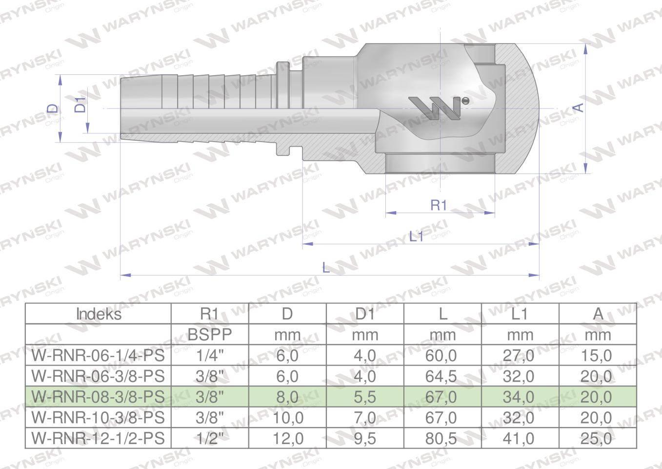 Zakucie hydrauliczne oczkowe RNR DN08 3/8" PREMIUM Waryński 10szt - zdjęcie 3