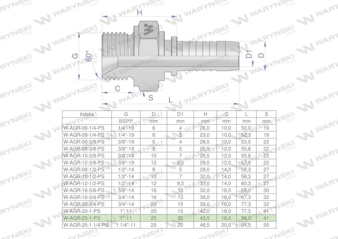 Zakucie hydrauliczne AGR DN25 1"-11 PREMIUM Waryński 2szt W-AGR-25-1-PS - zdjęcie 3