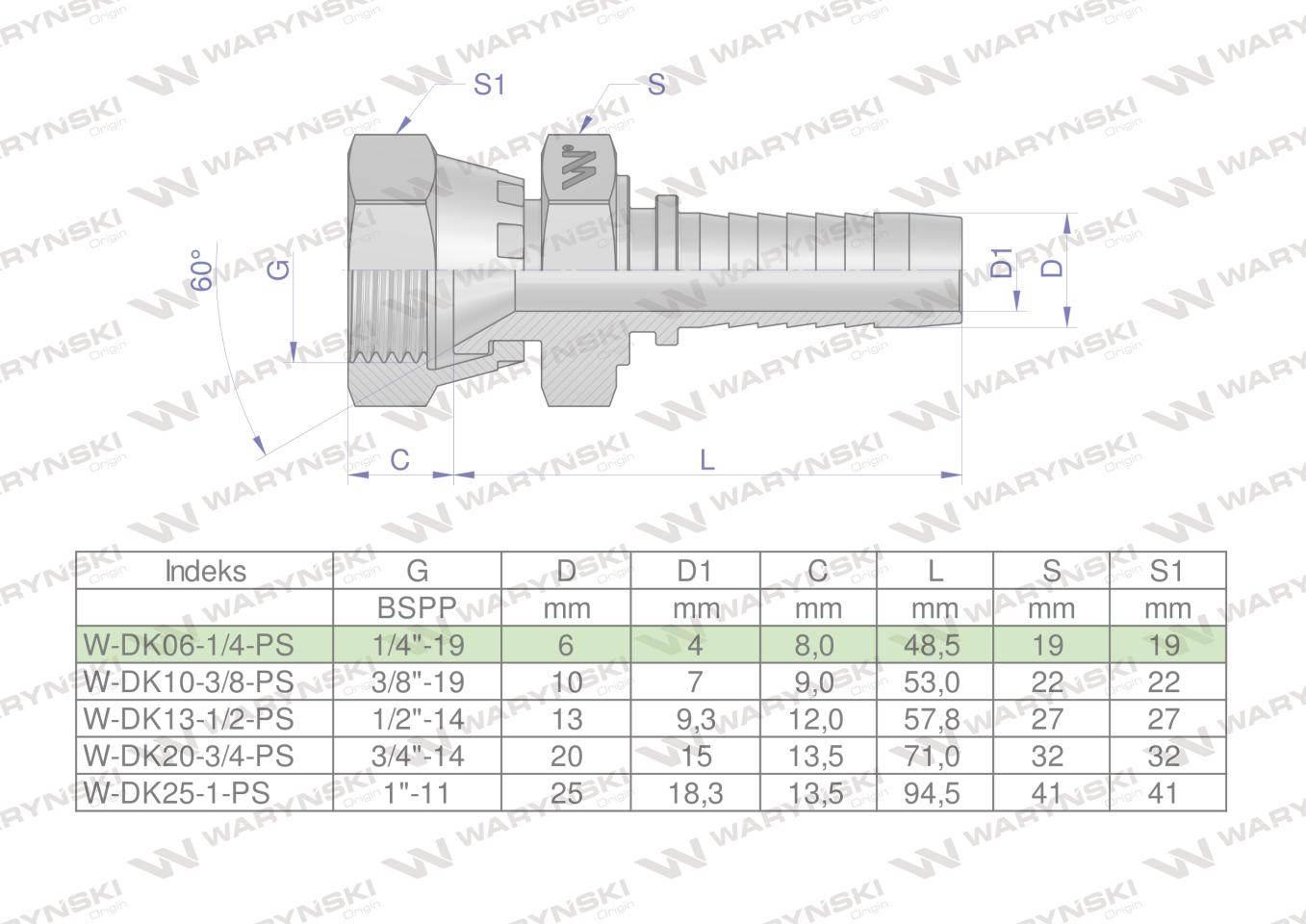 Zakucie hydrauliczne DK DN06 1/4" (pasuje do TOYOTA) PREMIUM Waryński 2szt - zdjęcie 4