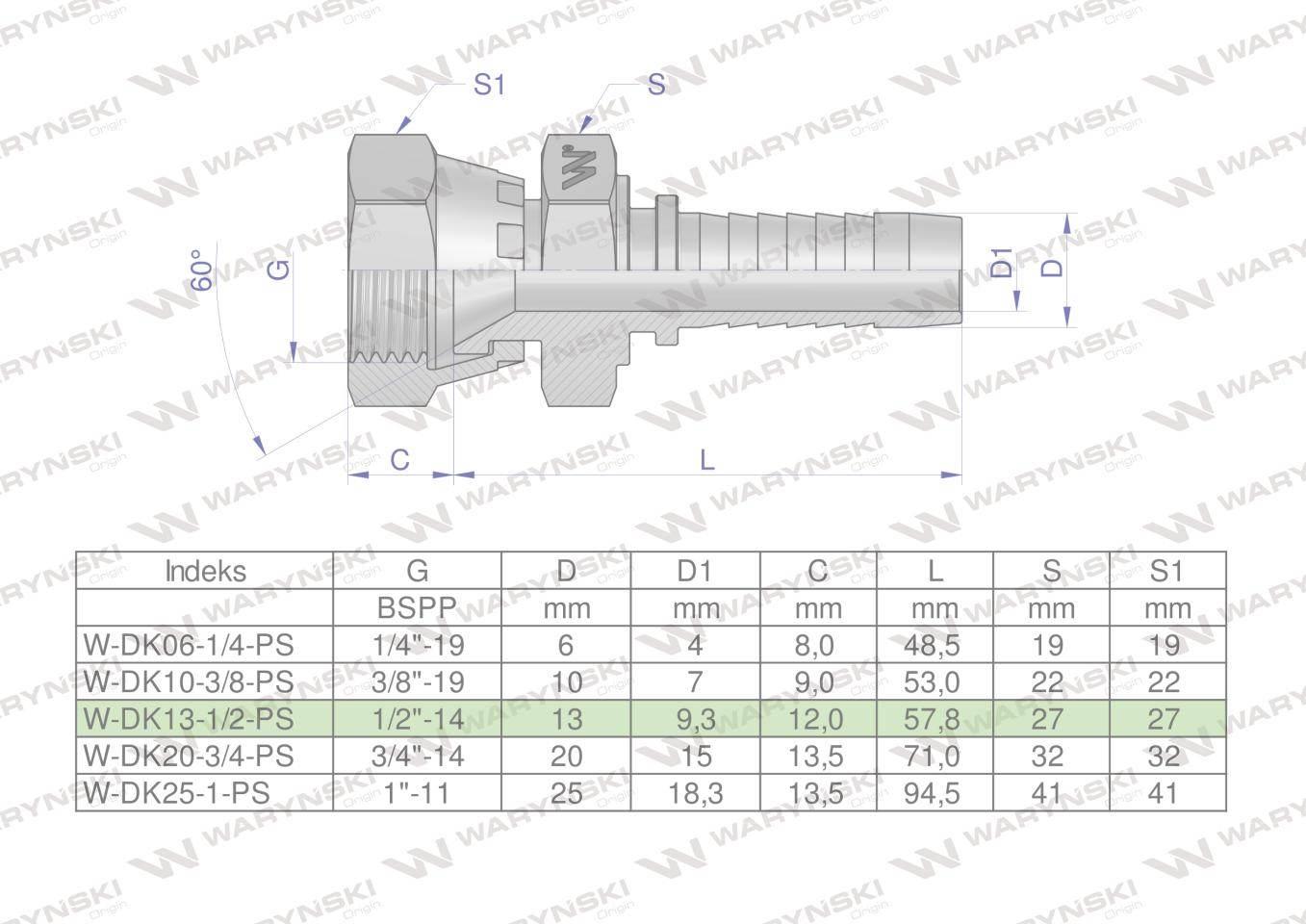 Zakucie hydrauliczne DK DN13 1/2" (pasuje do TOYOTA) PREMIUM Waryński 2szt - zdjęcie 4