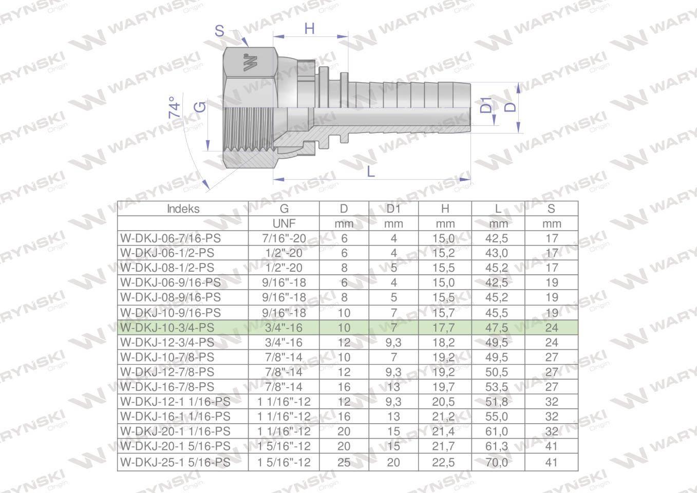 Zakucie hydrauliczne DKJ DN10 3/4"-16 UNF PREMIUM Waryński 10szt - zdjęcie 4