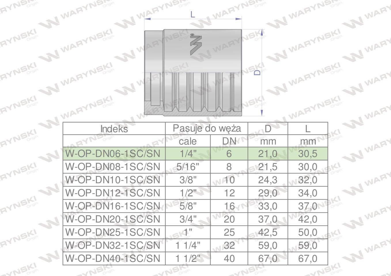 Tuleja (oprawka) DN 06 1SN 1SC PREMIUM Waryński 50szt W-OP-DN06-1SC/SN - zdjęcie 4