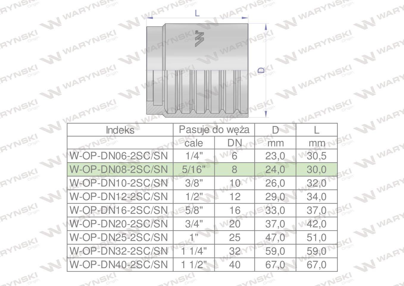 Tuleja (oprawka) DN 08 2SN 2SC PREMIUM Waryński 50szt W-OP-DN08-2SC/SN - zdjęcie 4
