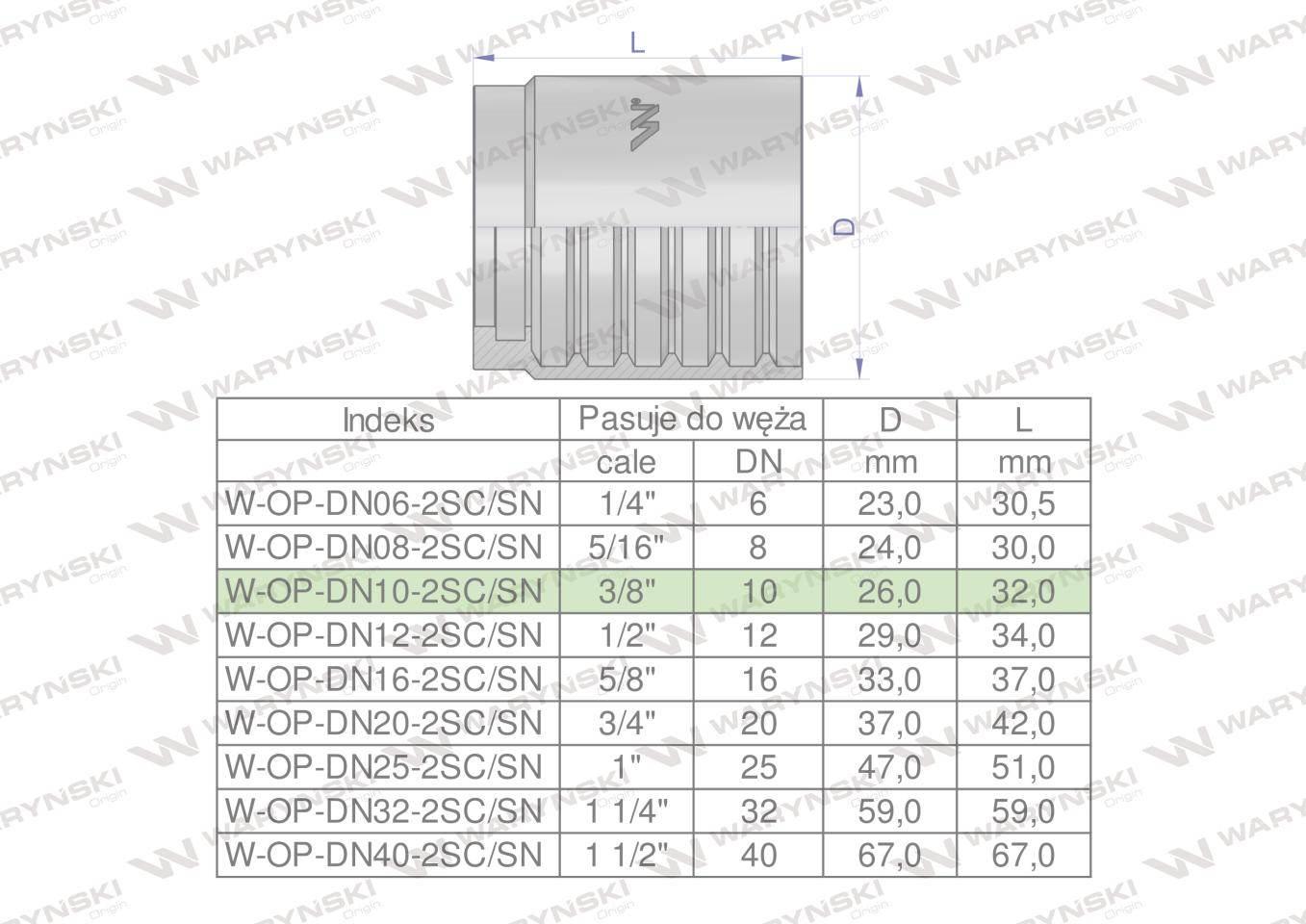 Tuleja (oprawka) DN 10 2SN 2SC PREMIUM Waryński 50szt W-OP-DN10-2SC/SN - zdjęcie 4