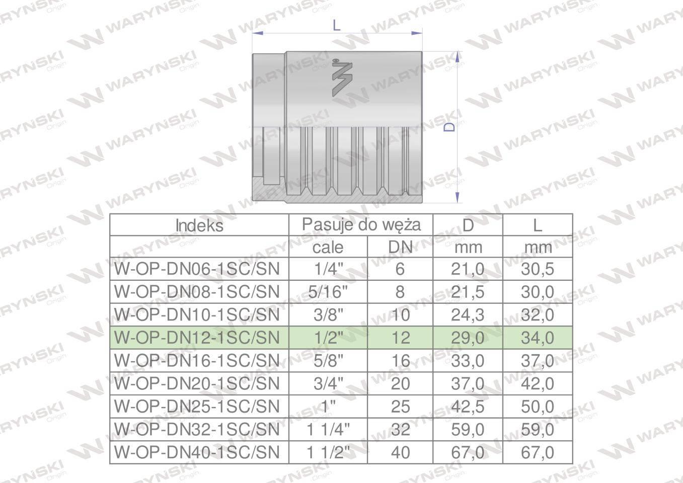 Tuleja (oprawka) DN 13 1SN 1SC PREMIUM Waryński 50szt W-OP-DN12-1SC/SN - zdjęcie 4