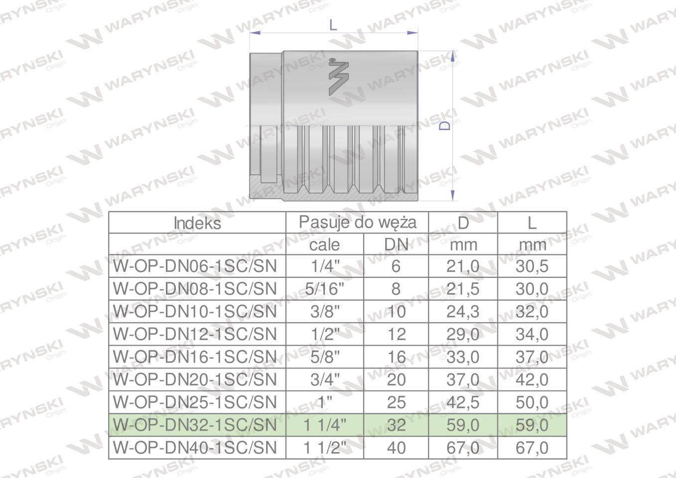 Tuleja (oprawka) DN 32 1SN 1SC PREMIUM Waryński 2szt W-OP-DN32-1SC/SN - zdjęcie 4