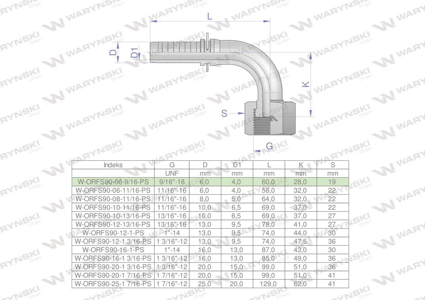 Zakucie hydrauliczne ORFS90 DN06 9/16"-18 PREMIUM Waryński 5szt - zdjęcie 4