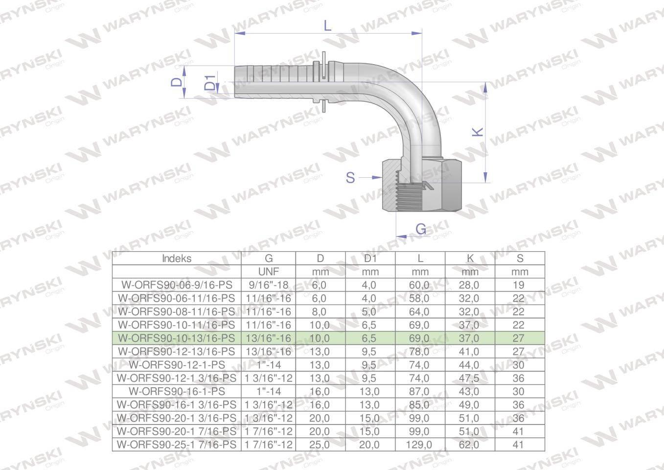 Zakucie hydrauliczne ORFS90 DN10 13/16"-16 PREMIUM Waryński 10szt - zdjęcie 4