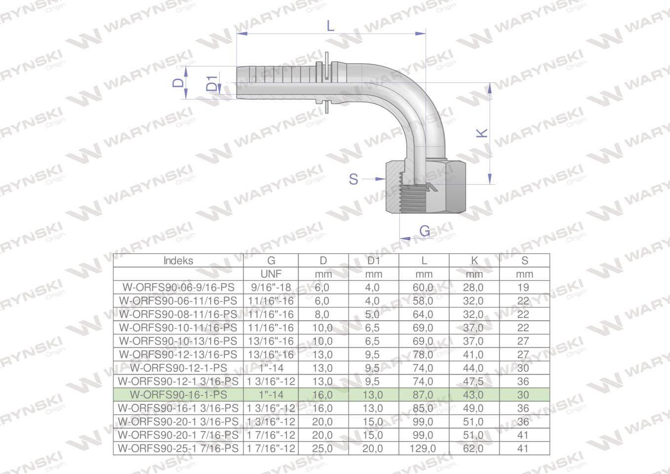 Zakucie hydrauliczne ORFS90 DN16 1"-14 PREMIUM Waryński 2szt - zdjęcie 4