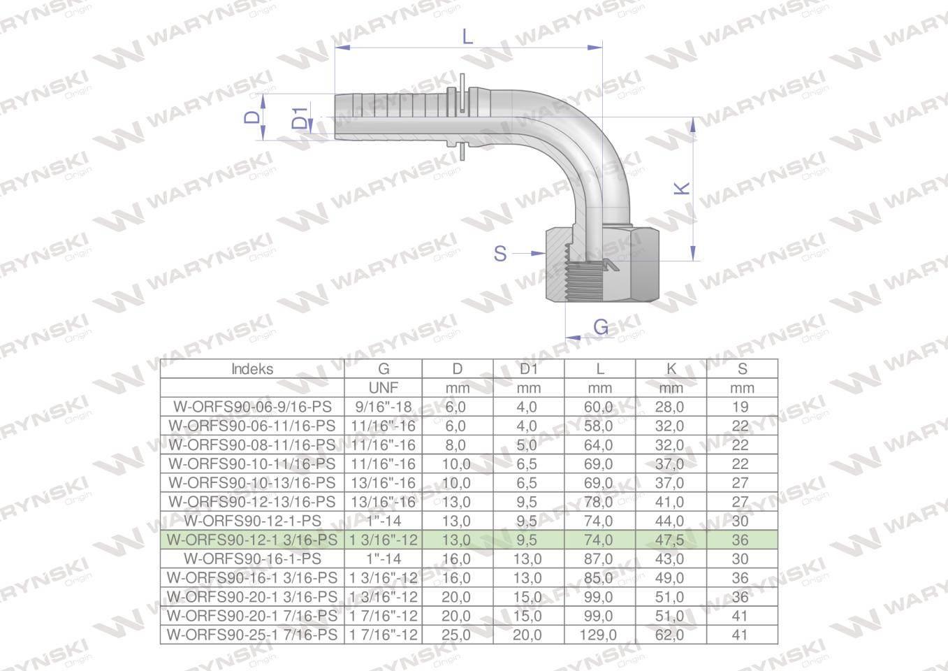 Zakucie hydrauliczne ORFS90 DN13 1 3/16"-12 PREMIUM Waryński 2szt - zdjęcie 4