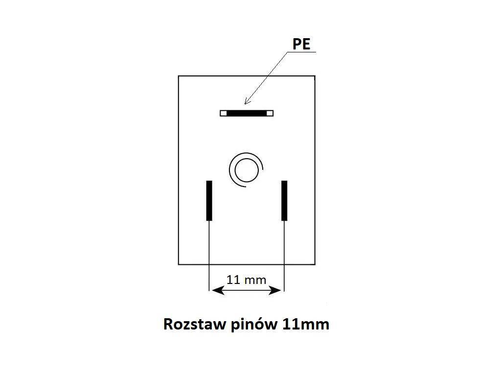Wtyczka elektryczna wąska 3-pin (2+PE) rozstaw styków 11mm. PG9 RM-B11 - zdjęcie 2