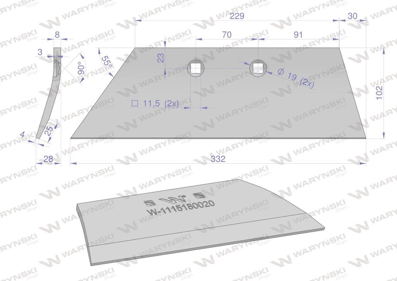 Lemieszyk przedpłużka lewy PO1318 Waryński W-1115180020 - zdjęcie 2