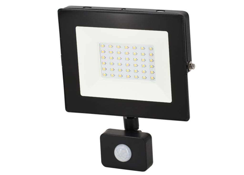 Naświetlacz, Lampa LED SMD 230V 30W 6500K 2550LM IP65 CZARNY Z CZUJNIKIEM R