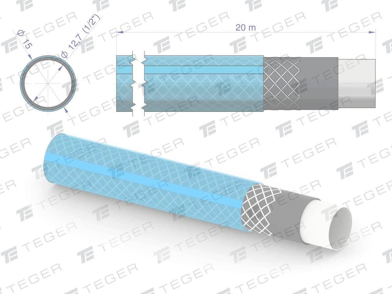 Wąż ogrodowy "STANDARD PLUS" FI 1/2". 20m / TEGER T-O-NWO12ST-20 - zdjęcie 3