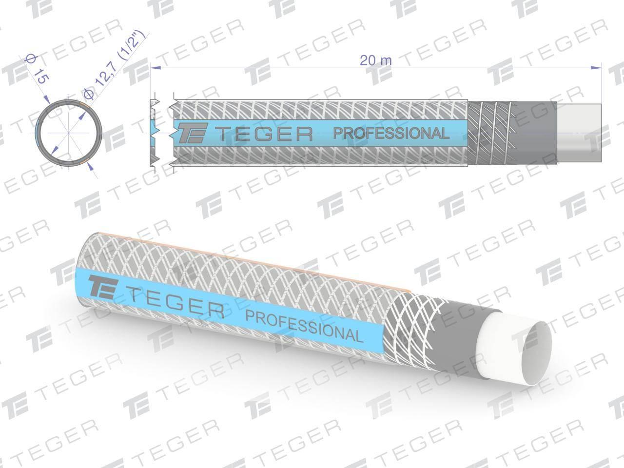 Wąż ogrodowy "PROFESSIONAL- EXTRA FLEX" FI 1/2". 20m / TEGER - zdjęcie 3